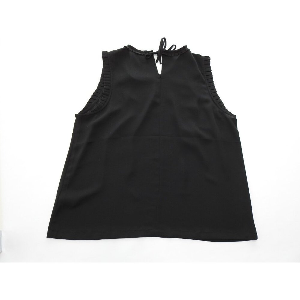 J Crew Black Sheer Lightweight Sleeveless Ruffle Trim Blouse Size 14 BusinessCas - Picture 8 of 11